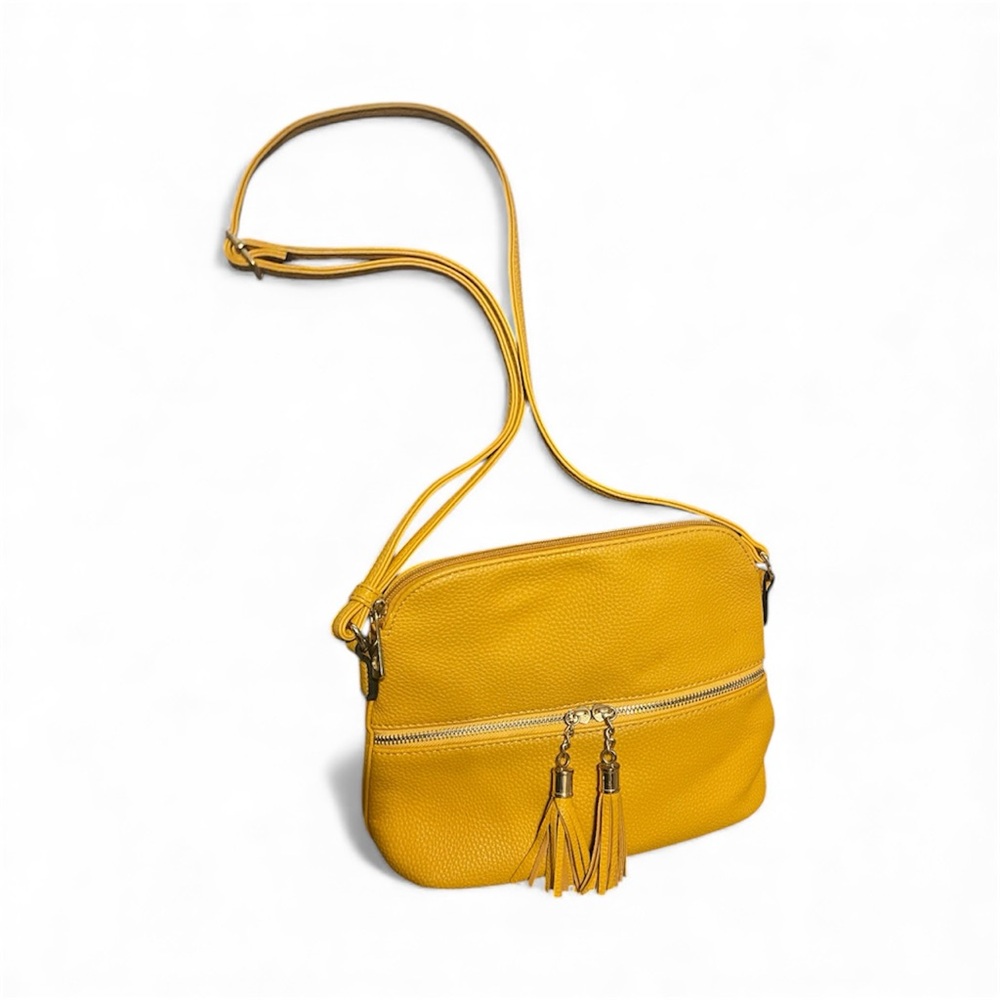 Mustard Yellow Crossbody Bag, Vegan “leather”.